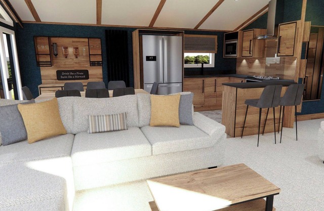 Contemporary lodge with one spacious king-sized bed with en suite.