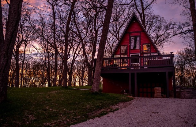 Cozy 2-bedroom Aframe in charming Lake Geneva with a hot tub and fireplace