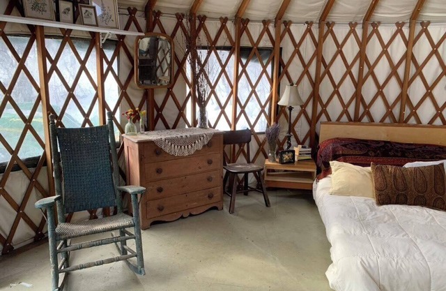 Cozy mountain yurt on an organic farm