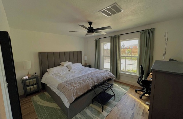 Downtown Remote Work Retreat Long Term Blackout Curtains 2 Monitors King