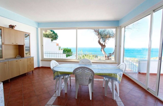 House quiet, sunny with wide views of the sea.
