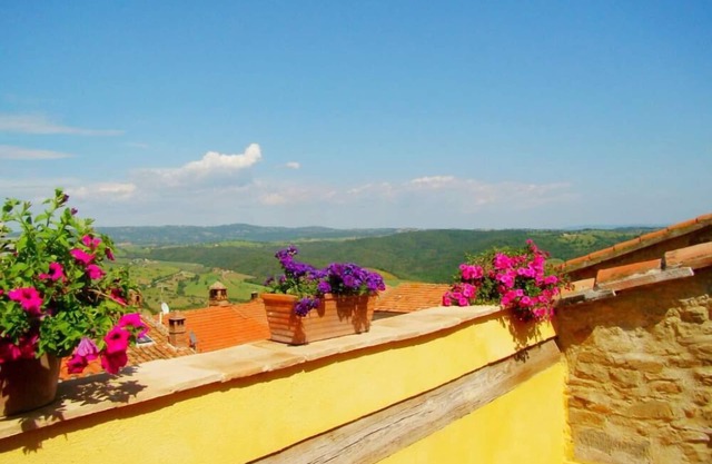 In lovely hilltop village near the sea spacious panoramic house with 2 terraces