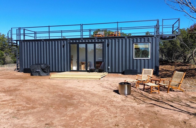 Lake LBJ Container Home with Rooftop Tub