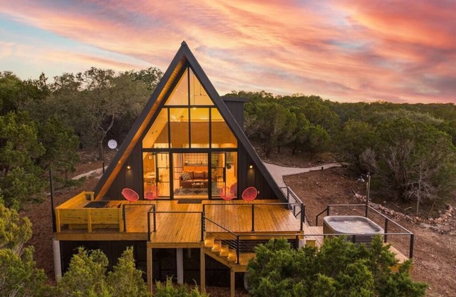 Modern Aframe Tucked in Nature with Hot Tub & View