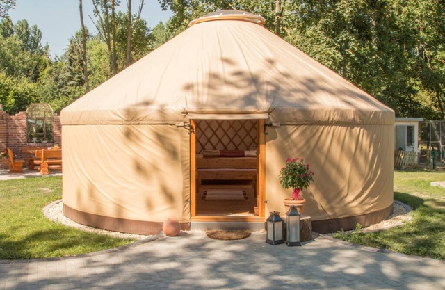 Modern yurt autumn life