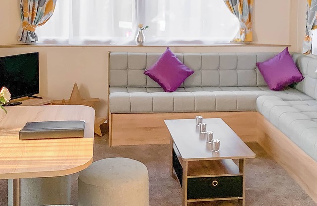 New for 2019. Contemporary caravan with one double and two twin.