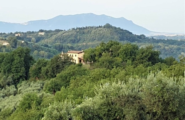 Panoramic stone farmhouse in sabina with communal pool near
