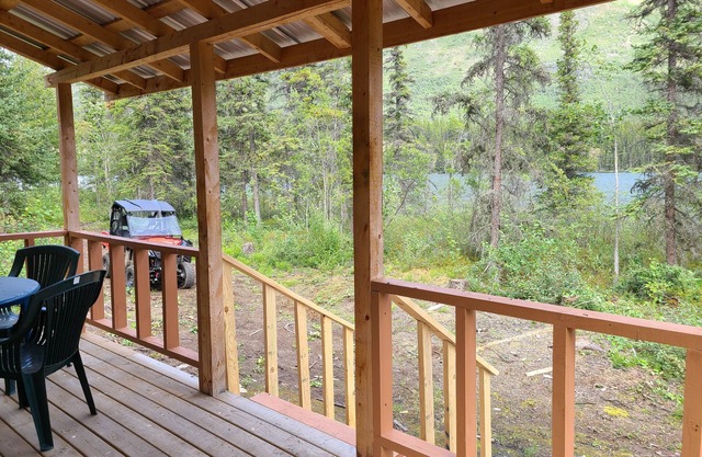 Private lakefront cabin with mountain views