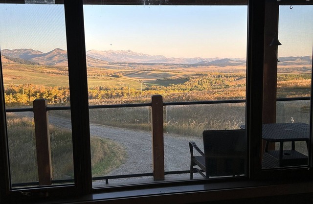 Spectacular views from this cabin tucked on a hillside