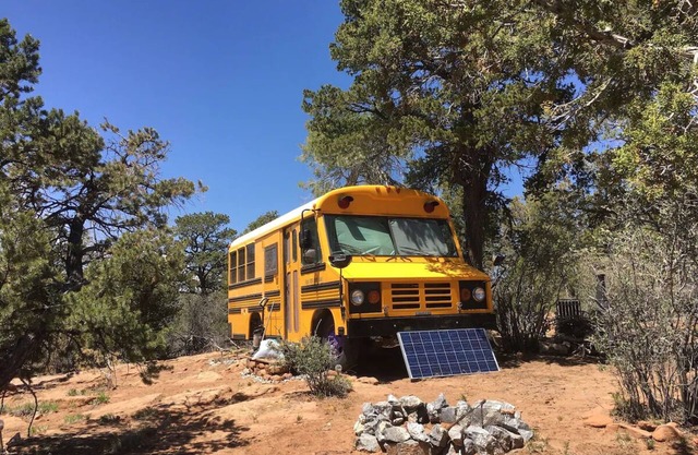 Step into a converted school bus for an unforgettable stay.