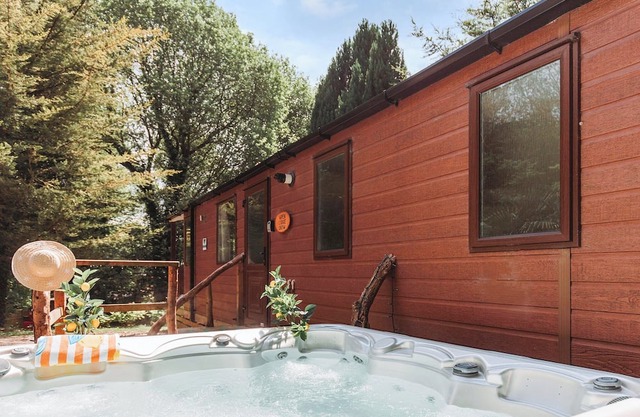 Stylish and compact lodge with one double with en suite W.