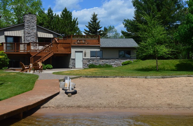 Sugar sand beach on crystal clear lake, 4 bedroom house with fireplace