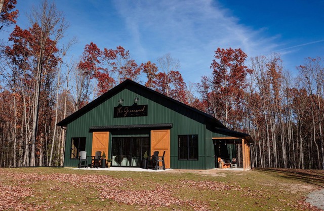 The Greenwood, a modern barndominium. Cozy, spacious, and private