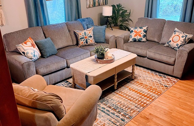 Three bedroom home in beautiful treelined neighborhood.