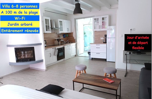 Villa for 8 people, 100m from the beach, at the foot of the scrubland