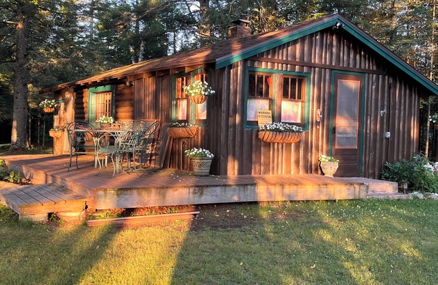 Vintage log cabin located in the Chequamegon National Forest on Blaisdell Lake.