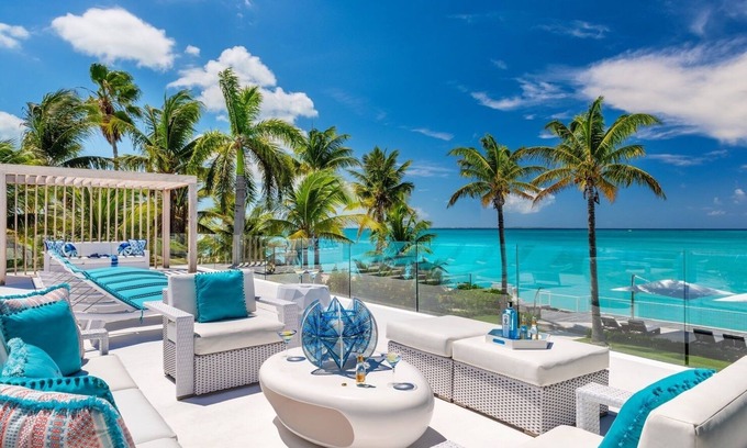 Leeward Settlement Villa | 1.4 Acre Beachfront Estate With Gym, Games Room, Sauna, & Direct Beach Access