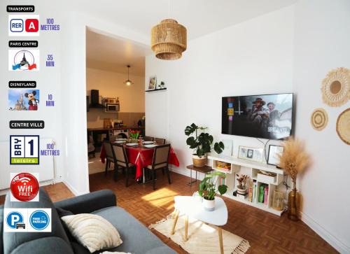Torcy-le-Grand Apartment | 100m Train RER A, 10' Disneyland, 34' Paris centre, Car x2