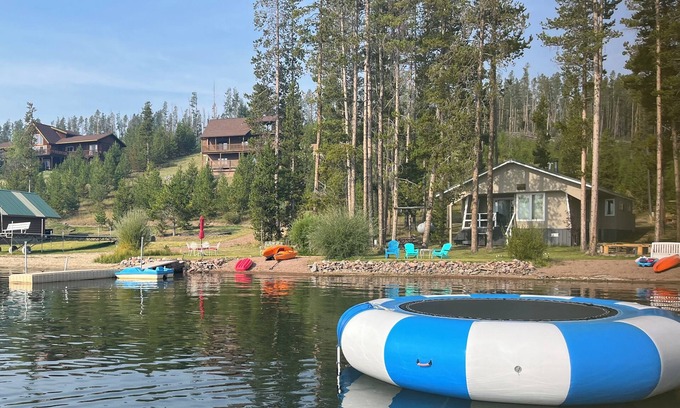 Georgetown House | 16 steps from lake porch to 70 ft of private beach, dock & shoreline.