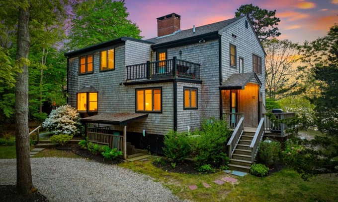 Waquoit Village House | 2 Acre Waterfront Home Overlooking Waquoit Bay with Spa and Swim Dock