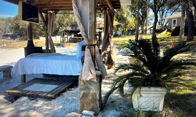 Thomas Drive Cabin | 2 Bedroom Cabin on Private Beach with Tiki bar & Cabana!