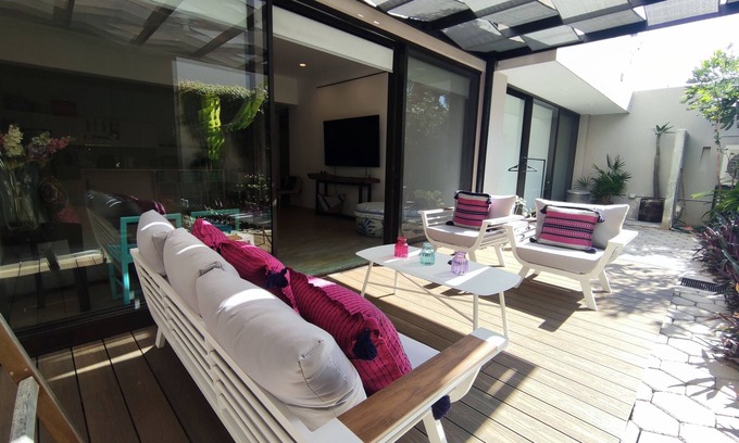 Crucecita Condo | 2 BR Patio Oasis Steps from Beach & Supermarket