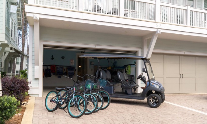 WaterSound Beach House | 30A Gulf Retreat with Golf Cart, Bikes & Beach Gear ~ BeachLife30a