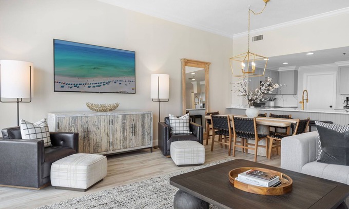 Thomas Drive Condo | 3BR Beachfront Condo in PCB! Spacious Balcony, Pool, Hot Tub, Steps to Beach!