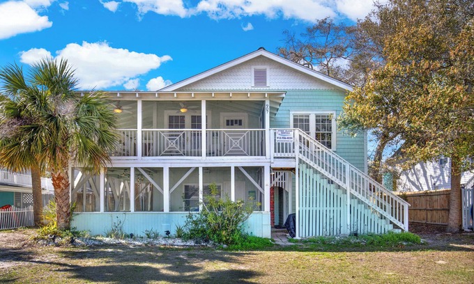 Savannah Beach House | 4 bedroom beach house with large screen porch, mid beach location