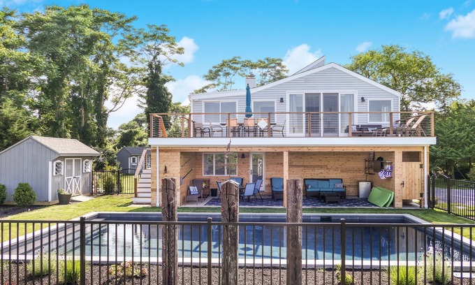 East Moriches House | 4 BR 3 Bath with beautiful bay views and private heated pool seasonal