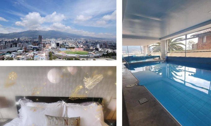Financial District Apartment | 500 Excelente Vista ciudad Quito,parque, piscina,balcón,sauna,tranquilo encantador seguridad 24-7