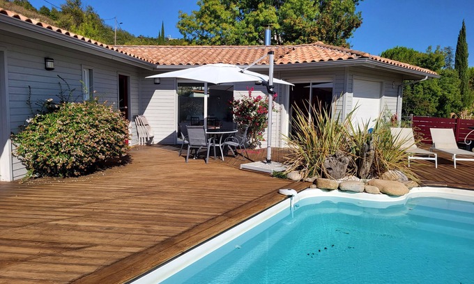Herepian Villa | Air-conditioned villa with pool terrace, parking, solar roof and charging station.