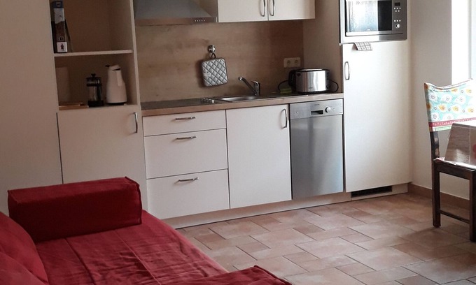 Byhleguhre Apartment | Apartment 1, combined living room/bedroom, kitchen, shower/WC, terrace - Spreewald