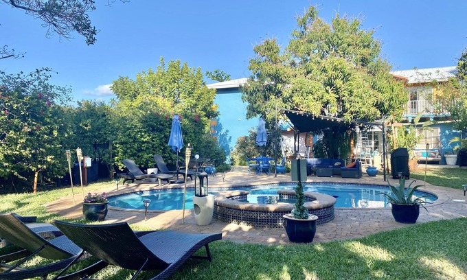South Palm Park Neighborhood Association Apartment | Artistic Magical Apt., stunning garden, private patio, pool, close to beach/town