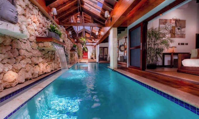 Noord Villa | Bali-style villa: indoor and outdoor pool, cinema, cave, yoga, gym & beach court