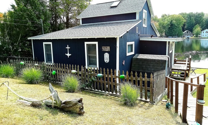 Ludington Cottage | Bayou Bungalow - On Hamlin Lake, waterfront, dock, firepit