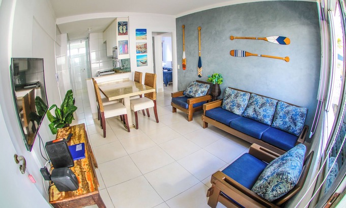 Tombo Apartment | Beachfront - 2 bedrooms + air conditioning, 2 bathrooms, living room, kitchen, 1 garage, Wi-Fi and bed linen