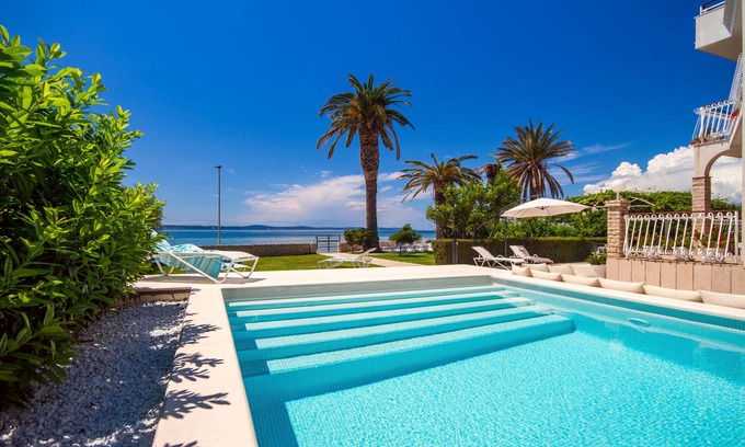 Podstrana Villa | Beachfront Bliss: Villa Amor - A Luxurious 7 bedroom villa with a heated pool