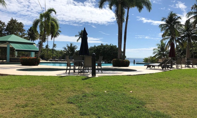 Miradero Condo | Beachfront family friendly garden condo, full A/C, WiFi, sleeps 6, Smart TV's