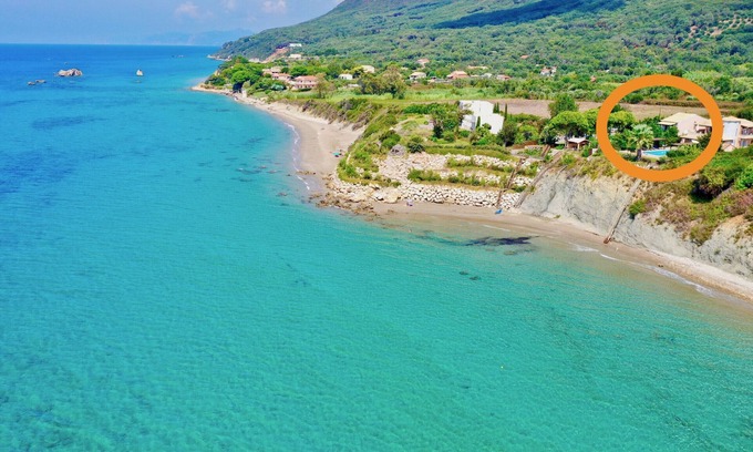 Agios Matthaios Villa | Beachfront Villa Rania with private pool