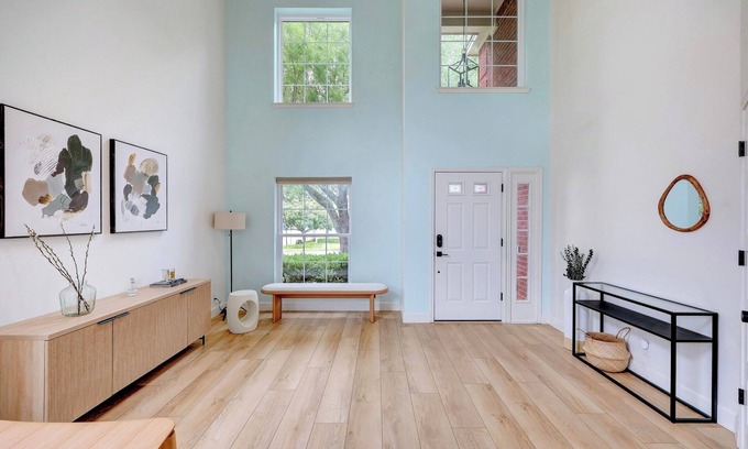 Wells Branch House | Beautiful Modern 3BR Retreat with Gym, Ping Pong in quiet Austin by Domain & Q2
