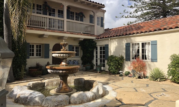 Santa Barbara Apartment | Beautiful, spacious, sunny courtyard studio with fountain in Foothill Estate.