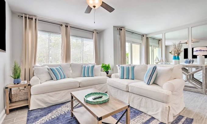 Holiday Isle Condo | Bright, ground-floor condo with patio and near white sand beach