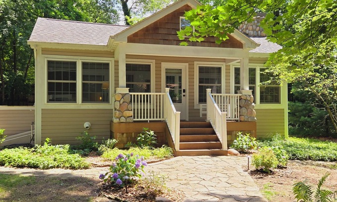 Michiana Cottage | Bright Scandinavian-style cottage with large, private wooded yard