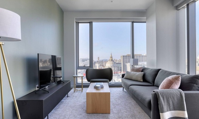 Civic Center Apartment | Bright Soma 2BR w/Theater & Basketball, nr Tech Companies, by Blueground