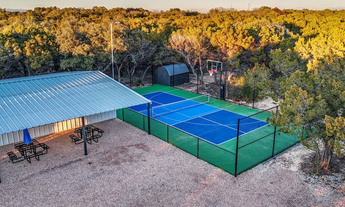 Paluxy Cabin | Cabin with Views, Hot Tub, Pickleball, & Game Building on 16 Acres!