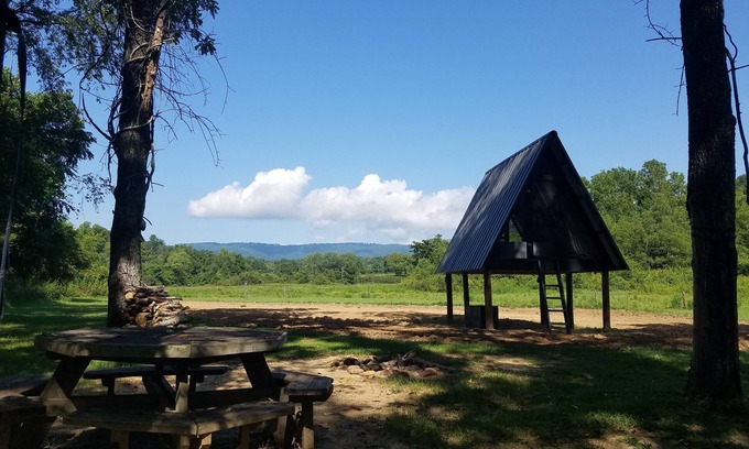 Thurmond Cabin | Camp under Blue Ridge Mtn sky river A Frame Cabin