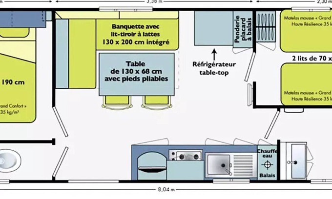 Le Bourg-d'Oisans House | Campsite Le Château de Rochetaillé * - Mobil home Comfort Compact - 2 bedrooms 4 people