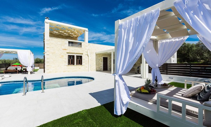 Roumeli Villa | Caramel Villa, with 40m² Pool & Spa Whirlpool