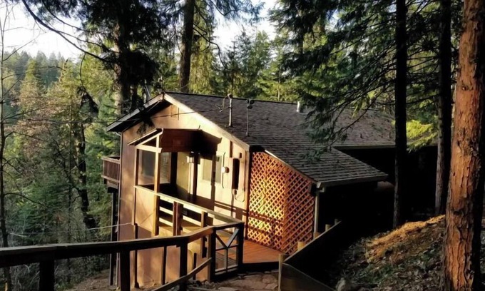 Pollock Pines Cabin | Cedar Pines Cabin w/Fire Pit & Large Deck - BIG Trees - A Quaint Rustic Charmer